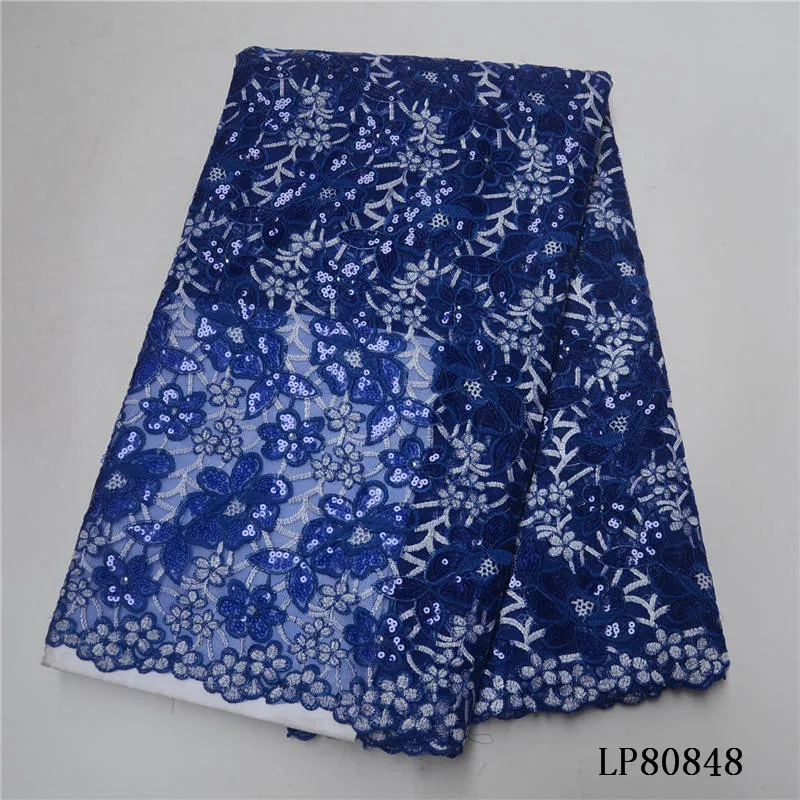 

Royal Blue Sequins Lace Fabric Women Flower Tulle African Lace Fabric African Tulle Lace Fabric With Sequins 2pcs
