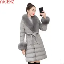 Большой размер Для женщин PU Кожаное пальто высокого класса темперамент зимняя куртка хлопковая одежда thickeningfur воротник PU Кожаное пальто 935