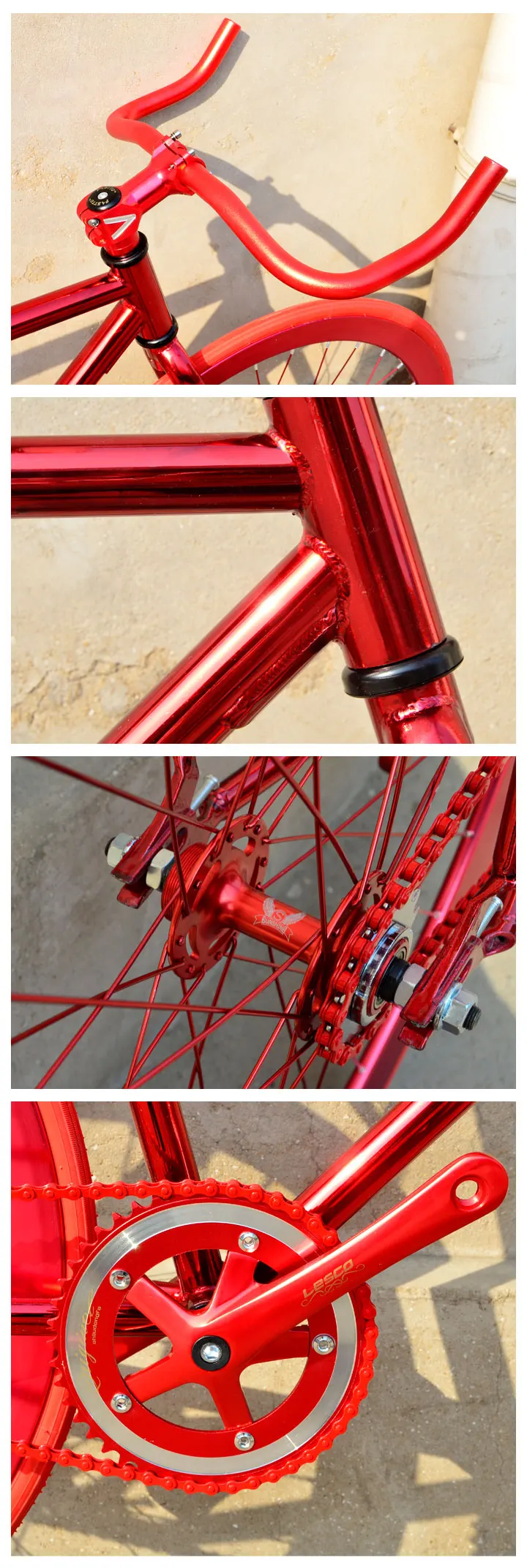 Excellent Fixed Gear Bike  Retro Steel Frame track bike 700C 48cm 52cm Road Bike Steel Frame single speed Bicycle  DIY color 7