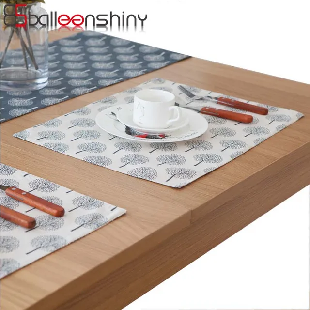 Balleenshiny Anese Simple Style Washable Dark Blue Cotton Balleenshiny Anese Simple Style Washable Dark Blue Cotton Placemat Dining Table Mat Dish Pads Bowl Napkin