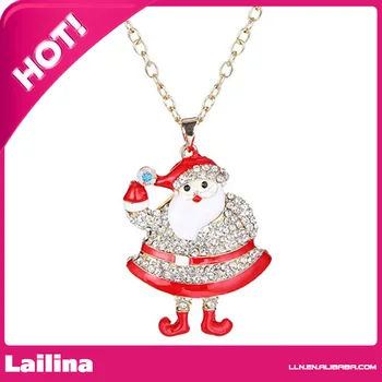 

Gold-Tone Crystal Red Enamel Christmas Lovely Santa Claus Pendant