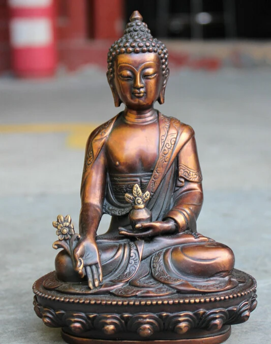 

song voge gem S4067 Tibet Pure Bronze Buddhist Joss Lotus Shakyamuni Sakyamuni Buddha Statue Set