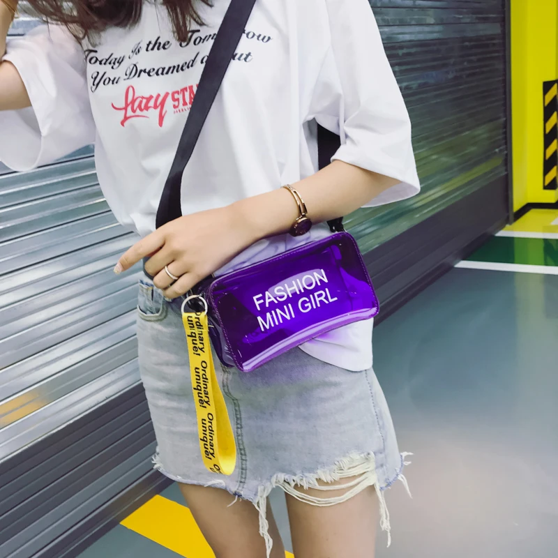 

Clear Jelly Transparent PVC Candy Color Women Messenger Bag Satchel Women Bag Tote For Women 2019 Designer Bolsos Mujer