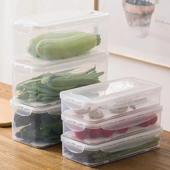 

Refrigerator Food Container Storage Box Organizer Sealed Cans Household Kitchen Plastic Crisper With Drainer Keep Fresh