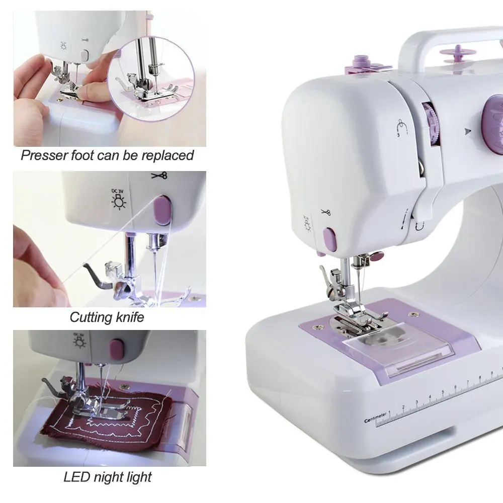 

Electric Sewing Machines 12 Stitches Mini Sewing Machine 505A Knitting Machine Multifunction Electric Replaceable Presser Foot