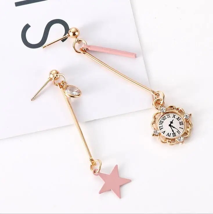 

629 Korean Star Asymmetric Personality Temperament Earrings Trendy Women Rhinestone Brincos Earrings Bijoux Jewelry Gift E5841