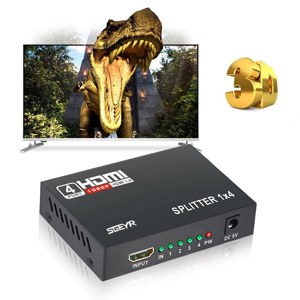 SGEYR 4 порты тонкого цифрового разъема для передачи звука и изображения 1x4 HDMI diкозырек 1 вход 4 выхода Поддержка HDCP Full HD 1080P 3D HDMI 1,3 мультимедиа Penta caliente