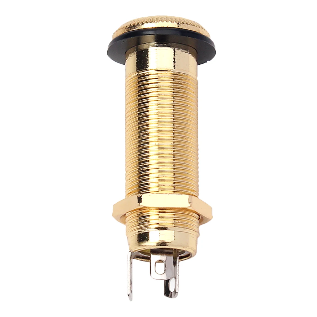 Tooyful Durable Copper 6.35mm Mono Guitar Cylinder Endpin Jack Socket DIY 45mm/1.77inch Musical Instrument Accessory