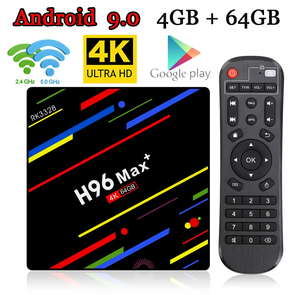 

H96 MAX Plus Android 9.0 TV Box 4GB RAM 64GB ROM Smart Tv RK3328 2.4G/5G Wifi 4K H.265 4GB 32GB Set Top Box