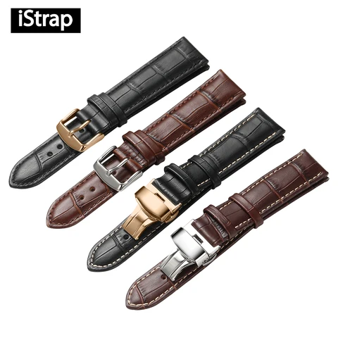 Pulseira de Relógio Pulseira de Relógio de Grão Jacaré para Tissot Isap 22mm 24mm Bezerro Macio Couro Genuíno de Grão Seiko 18mm 19mm 20mm 21mm