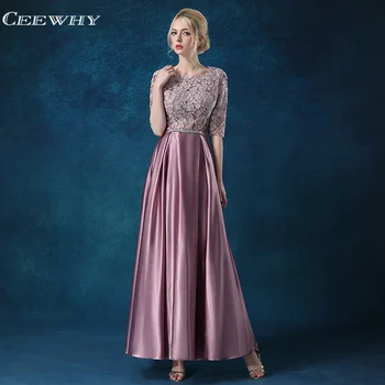 

CEEWHY Half Sleeves Formal Dress Women Elegant Appliques Evening Gown Embroidered Evening Dress Plus Size Vestido de Festa Longo