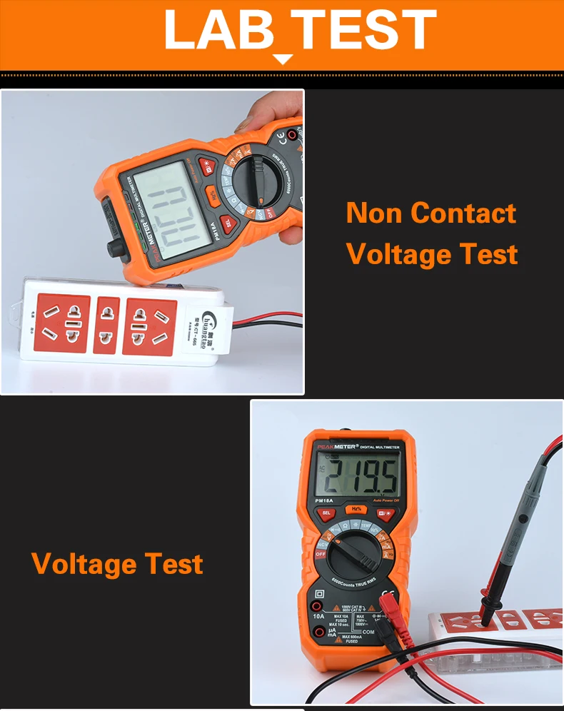 PEAKMETER мультиметр Вольтметр Амперметр PM18A с истинным RMS AC DC напряжение Сопротивление Емкость Частота Температура NCV тестер