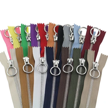 

20pcs/lot Metal Zippers for 20cm7.87" Decoration Ring Slider Sewing Close End Instant Fix Tailor Clothing Bag Pants Accessories