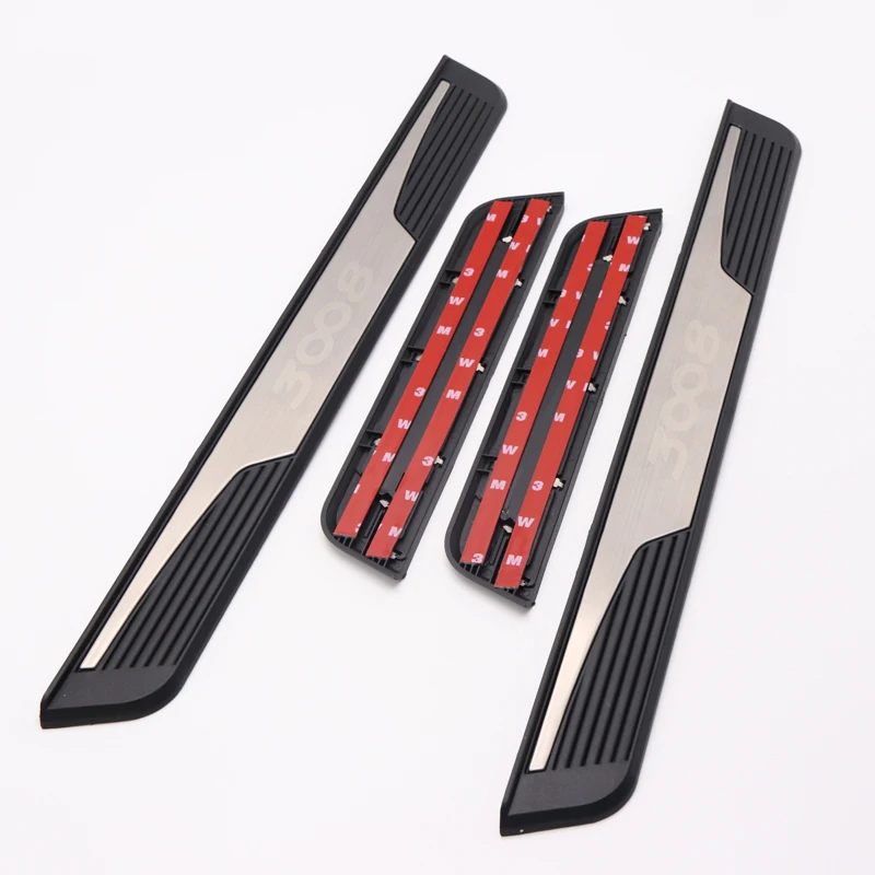 ACAMPTAR for 3008 3008GT Car Door Sill Scuff Plate Trim Steel Protector Plates Interior Accessories 2017-2019