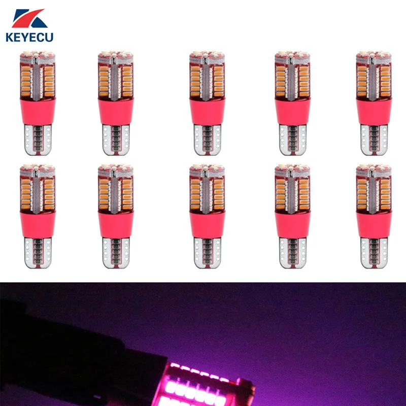 KEYECU 10 шт. 6000k T10 W5W танкетка 3014 57SMD ярко-фиолетово-розовые светодиодные лампы для