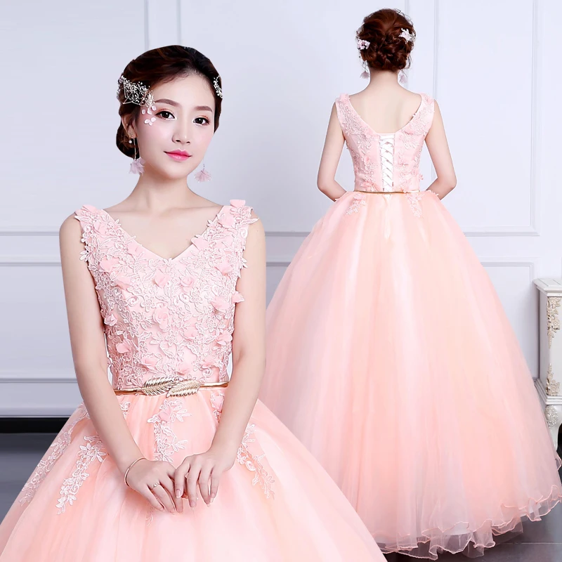 Розовые милые платья 16 Quinceanera дешевые с V образным вырезом и цветами из бисера