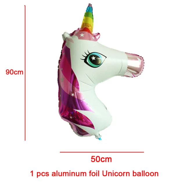 1pcs/lot Giant Unicorn Balloon Purple Colorful Rainbow Fantasy Horse Party Girls Ballons Birthday Party Animals Foil Balloon Pet - Цвет: 90x50cm