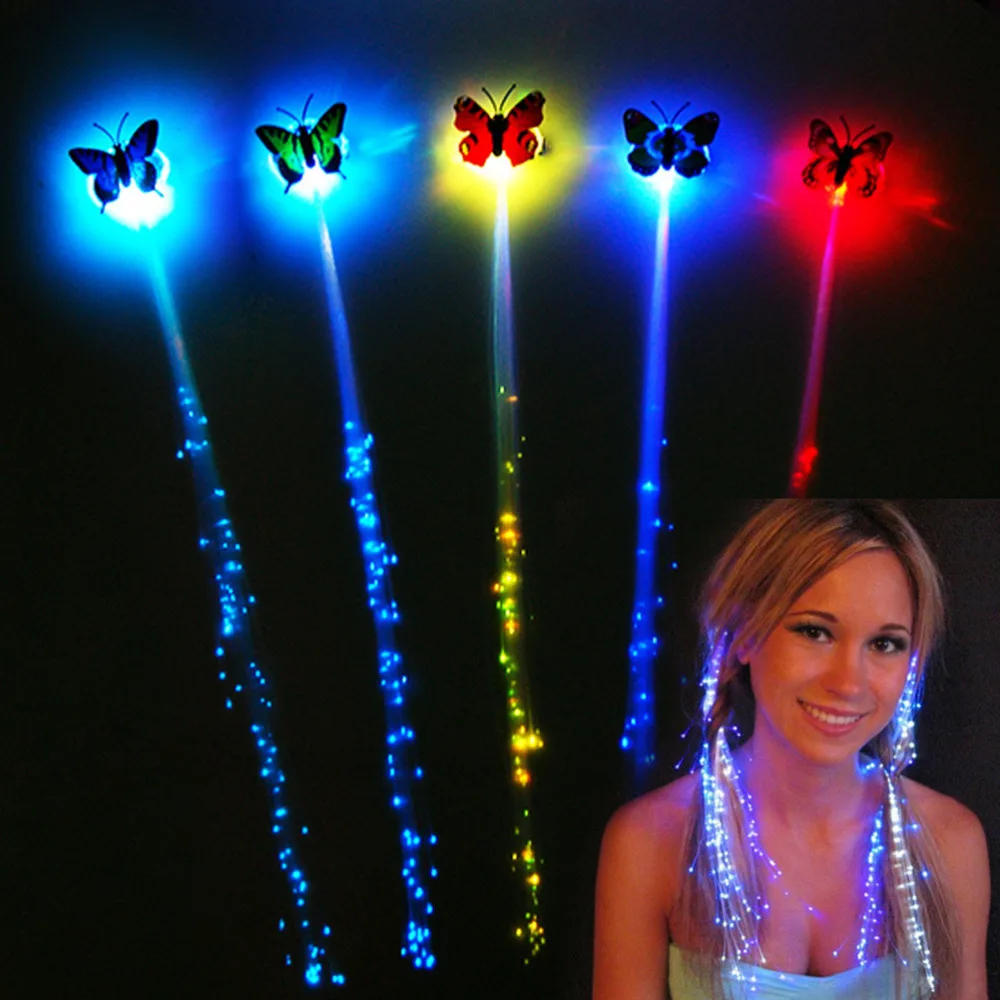 

M MISM 1/5/8pcs Fashion LED Flashing Hair Clip For Women Novetly Glowing Party Hair Accessories Butterfly Hair Braid Ribbons