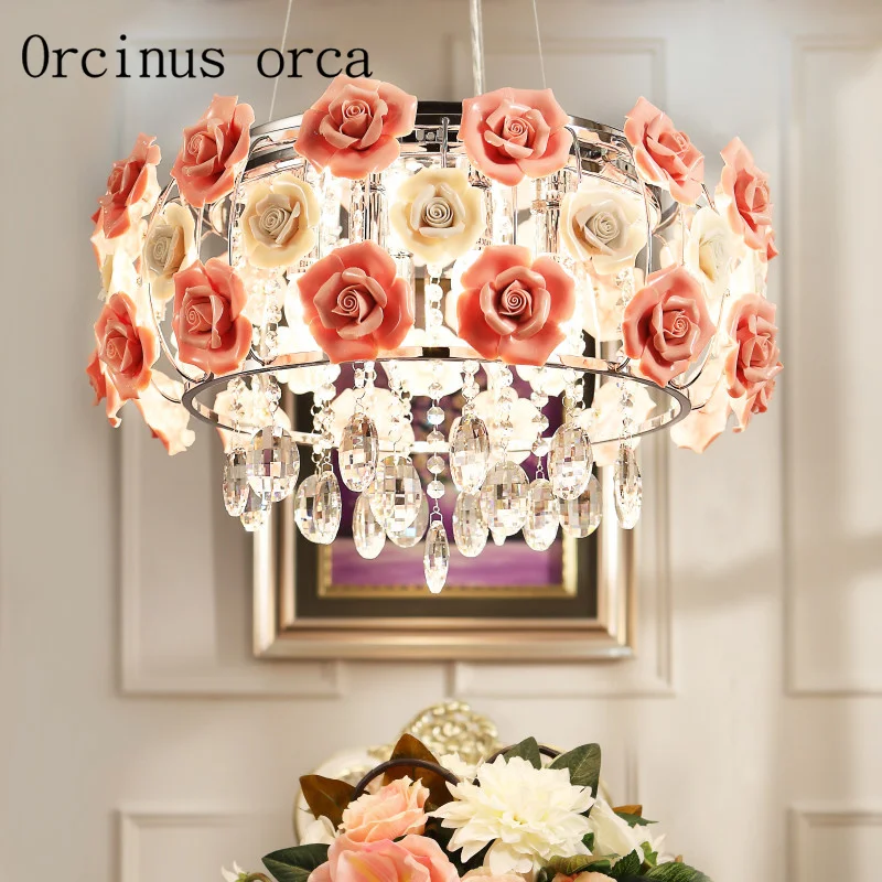

Warm romantic flower crystal chandelier bedroom living room restaurant modern fashionable garden LED Chandelier free shipping