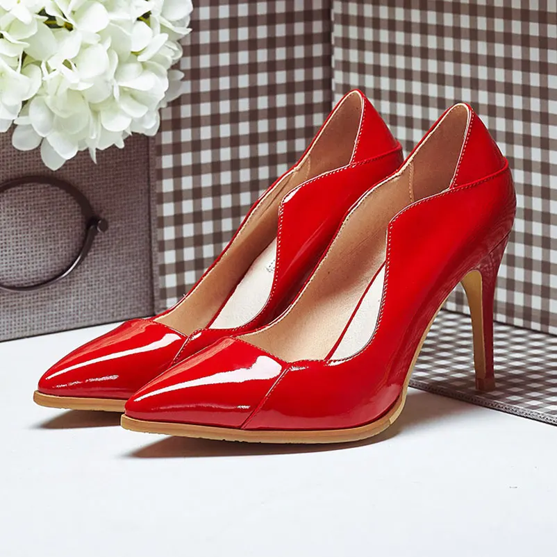 

Sexy High Heels Genuine Leather Shoes Woman Fashion Ladies Pumps brand Women Shoes 2016 Spring Autumn Party Pumps