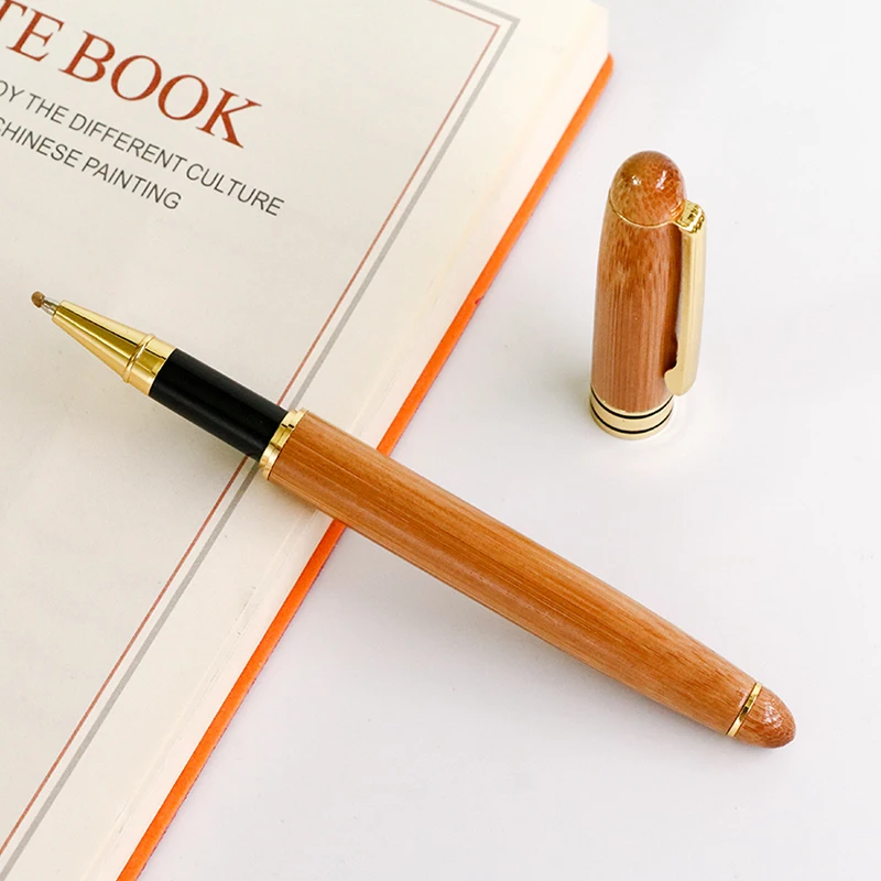 

New Arrival Wood Rollerball Pen 0.5mm Fine Point Black Ink Refill Smooth Writing Retro Gift Pens School Office Supplies 1pcs