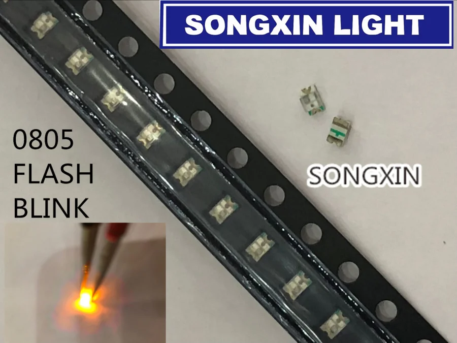 100PCS 0805 LED Diodes Flashing yellow Clear Blinking Light Emitting