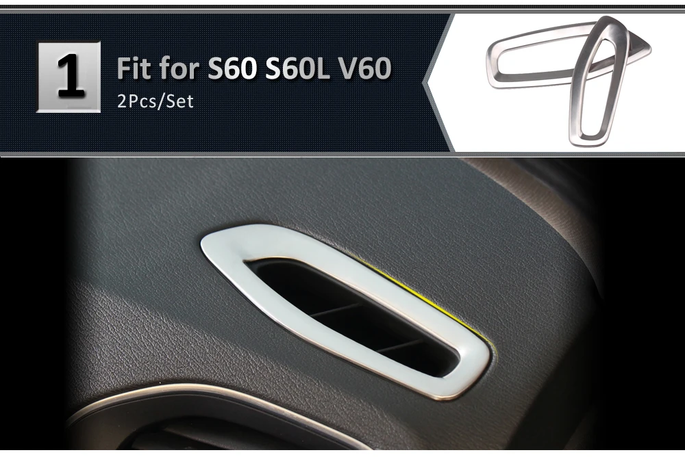Автомобиль, переоборудованные аксессуары клапаны для системы кондиционирования Панель декоративная рамка полосы интерьер 3D наклейки для Volvo S60 V60 XC60