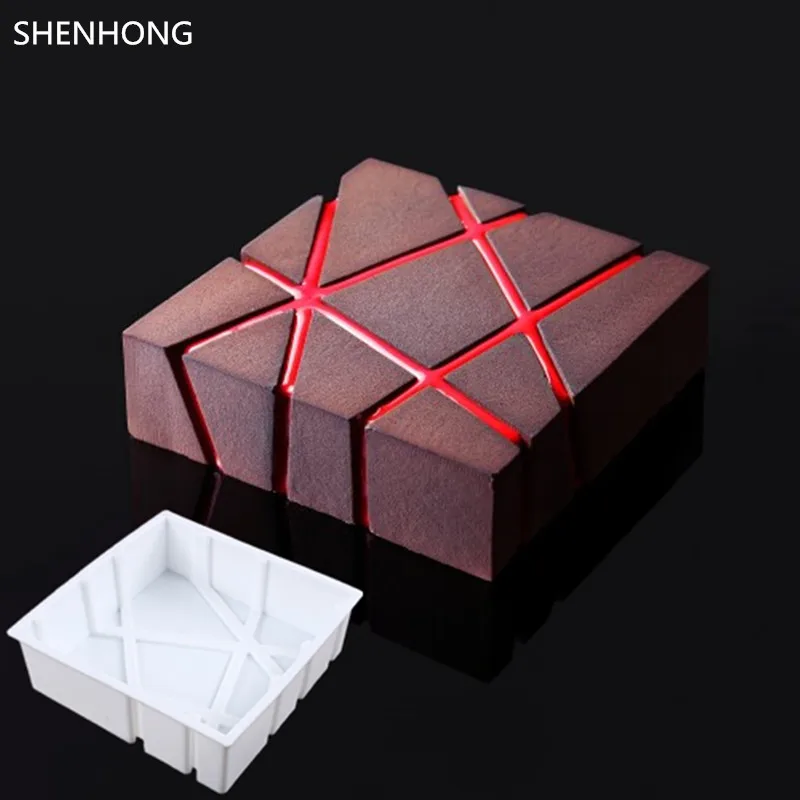 SHENHONG Pop Lava Cube Rock Art Форма для торта 3D силиконовая форма для отделки мусс форма для выпечки кондитерских изделий Silikonowe Moule