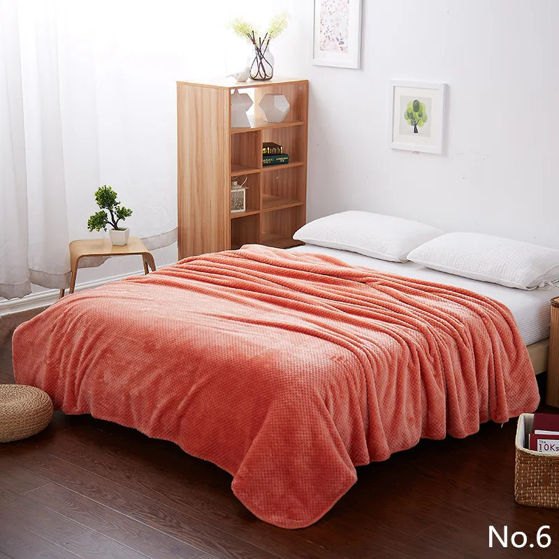 

Stylish Orange Color Pure Design Fleece Sofa Blankets For Bed Throw 4 Size Machine Washable Soft Air Conditioning 200x230cm size