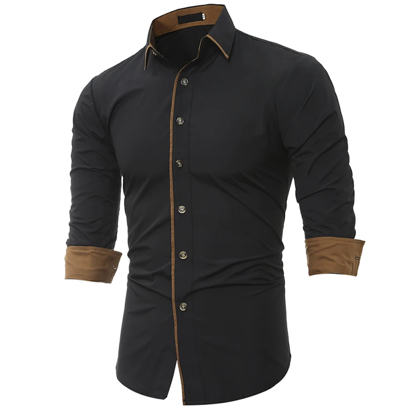 En Ligne Chemises pour hommes 2018 à manches longues décontracté Hit couleur Chemise Homme solide arrivée robe chemises pour hommes grande taille XXXL 228