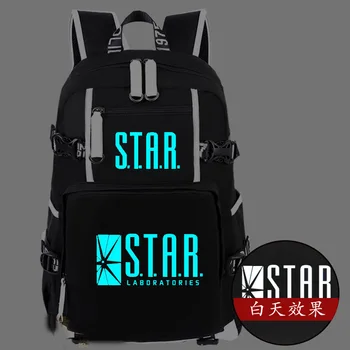 

Hot The Flash Backpack Canvas Bag S.T.A.R. Labs Luminous Schoolbag Travel Bags