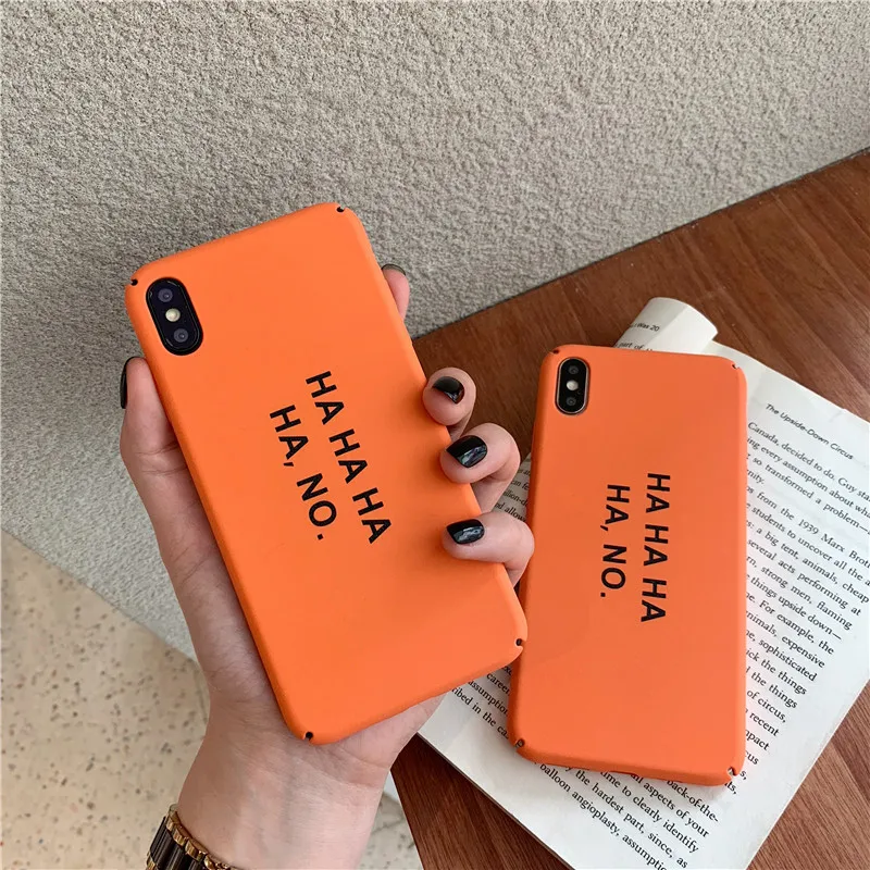 

Fashion Simple Orange Letters Phone Case For iphone XS Max XR X Cover For iphone 6 6s 7 8 plus Cover Frosted Plastic Hard Cases