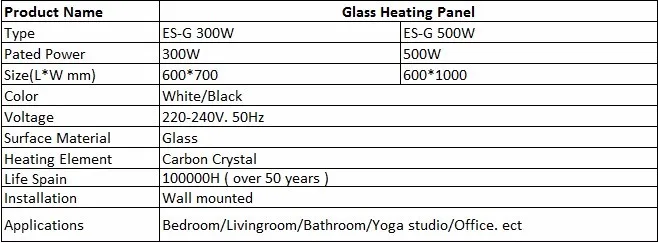 500 Вт Инфракрасный Нагреватель панель 600*1000 мм стеклянный радиатор карбоновая кристаллическая панель обогреватель белый для домашнего офиса