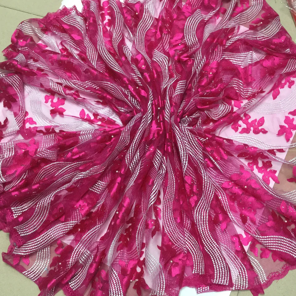 Beautifical New Arrival Embroidered Lace Royal Pink Luxury French Net