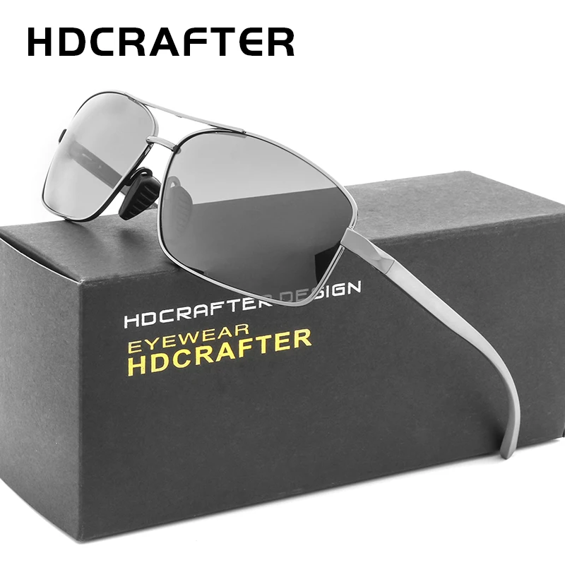 HDCRAFTER фотохромные солнцезащитные очки мужские вождения поляризованные солнцезащитные очки для мужчин Серые линзы очки Oculos de sol