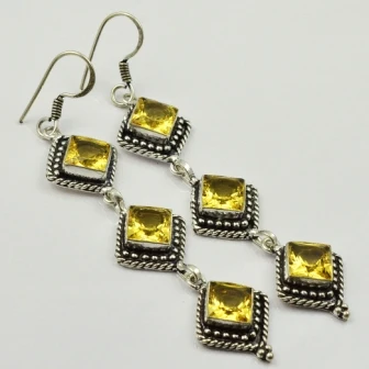 

Citrines, Silver Overlay on Copper Earrings, 80 mm , E2016