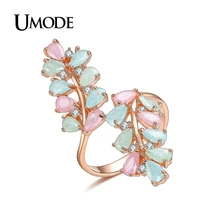 UMODE Candy Colorful Rose Gold Plated Ring For Women 2016 New Arrival Fashion Jewelry CZ Anillos Mujer Anel AUR0361C
