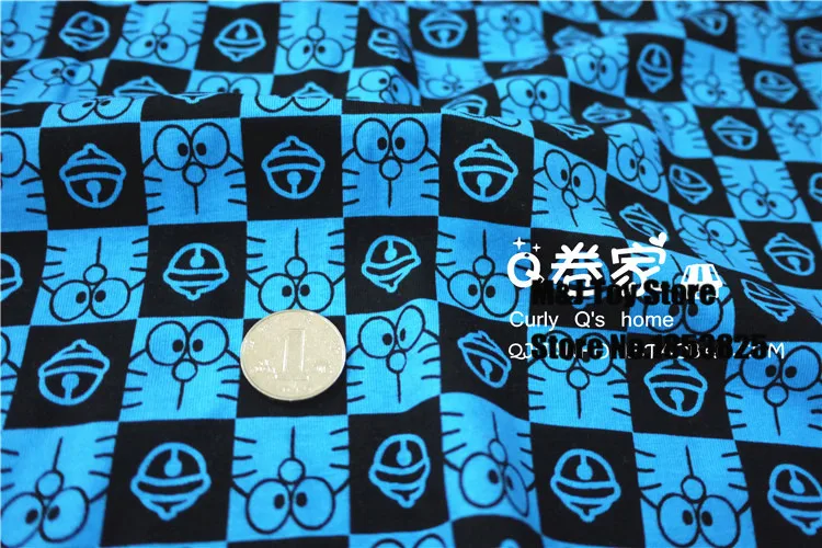 

50*160cm Doraemon knitted cotton fabric For Sewing diy Patchwork baby girl boy shirt clothes Textile