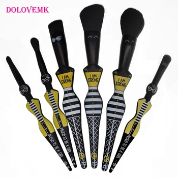 

Dolomemk 6Pcs Girl Makeup Brushes Set with Quote Cute Lady Makeup Brushes for Women