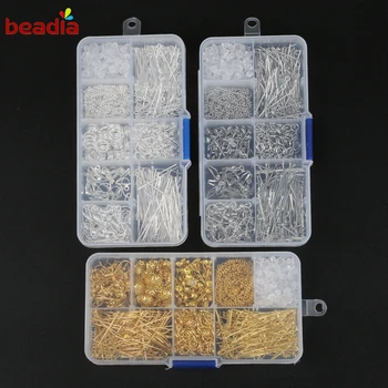 

Super Value!!! Free Shipping Approx 670pcs Pin Chain,Ear blocking Hook Ring Clasp Fitting Chain&Tassel jewelry findings Sets DIY