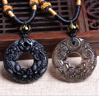 

Natural Obsidian Double Scorpion Safety Buckle Pendant for Men and Women Necklace o23#