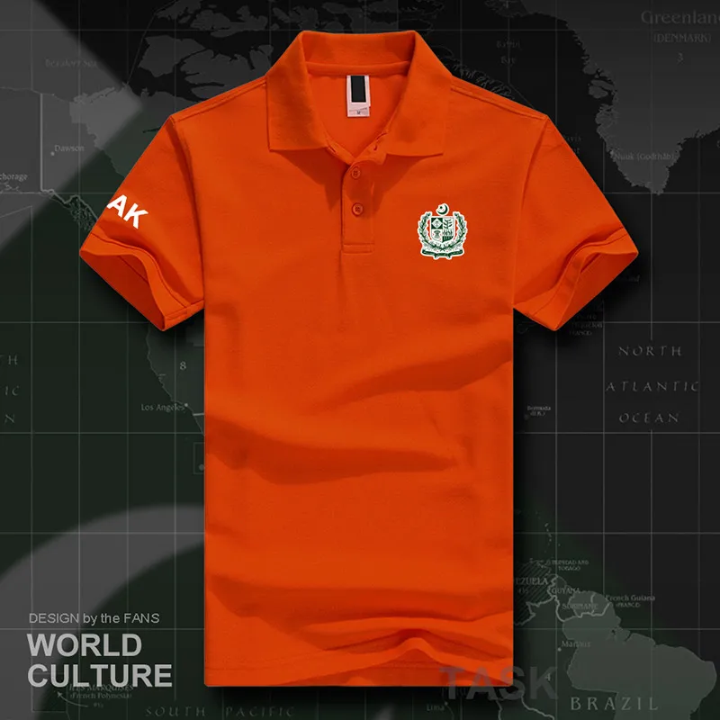 Исламская Республика Пакистан Пак поло рубашки мужские короткий рукав белые бренды с принтом для страны хлопок Национальный эмблема Мода - Цвет: polo-orange