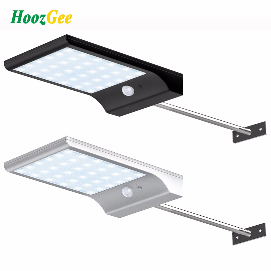 

HoozGee Solar Wall Lamp Outdoor Garden Street Light PIR Motion Sensor Lighting 450LM 36 LED Security Pathway Lights with Stick