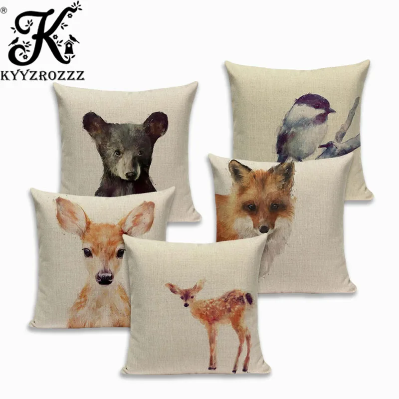 High Quality Bear lion Animal Cushions Cover Heart Home Decor Linen Pillow Cover Decorative Car Sofa Throw Pillows Pillowcase