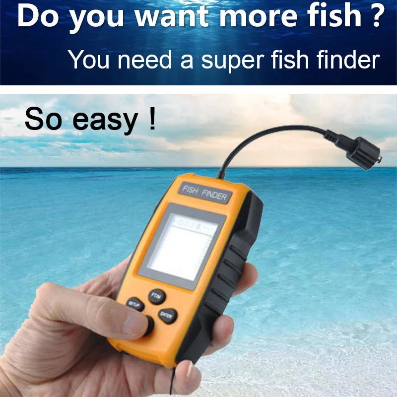 

FF1108-1 Portable Sonar Alarm Fish Finder Echo Sounder 0.7-100M Transducer Sensor Depth Finder A014