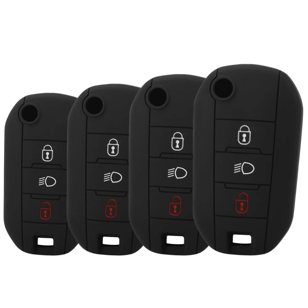 

3 Button Silicone Rubber Car Key Case for Peugeot 3008 208 308 508 408 2008 Protector Cover Holder Skin Car Accessories