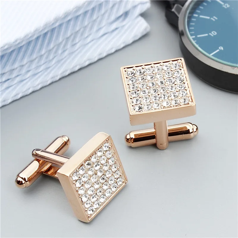 

1 Pair Crystal Cufflinks for Men Shirt Jewelry Cuff Links With Gift Box Hawson