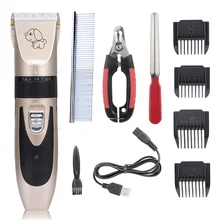 Usb зарядка машинка для стрижки собак Уход За Домашними Животными Набор для стрижки волос Низкий уровень шума кошка собака триммер для волос с щипчики для ногтей пилка и расческа