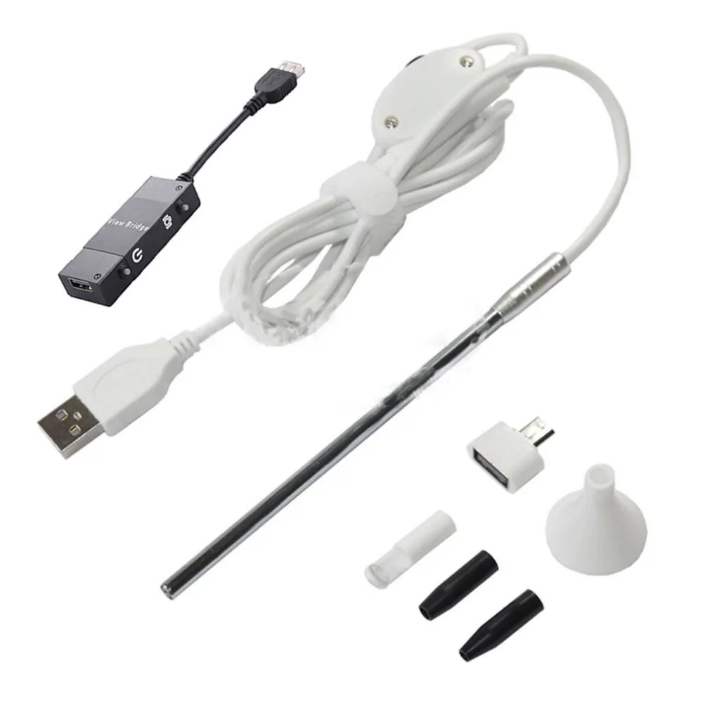 

OTG Version Silver Ear Mouth Nose Endoscope 6LED Ear Cleaning Tool HD Visual Ear Spoon Earpick For PC For Android For iOS