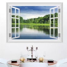 3d наклейки на стену с изображением леса, дерева, озера, гостиной, спальни, декоративные Стикеры, Фреска, популярный плакат, домашний декор, наклейка